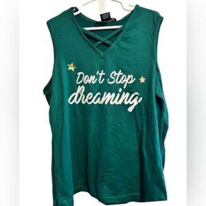 NWT Youth Girls Green Cold Shoulder Long Sleeve Graphic Shirt Top - Size Large